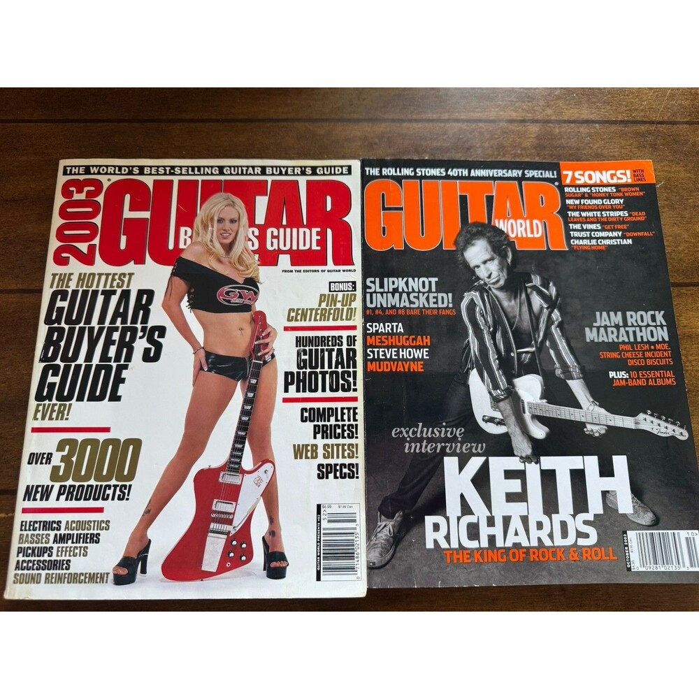 Lot Of 3 Guitar World Magazines 2003 Jenna Jameson Pin Up & 2002 Rolling Stones